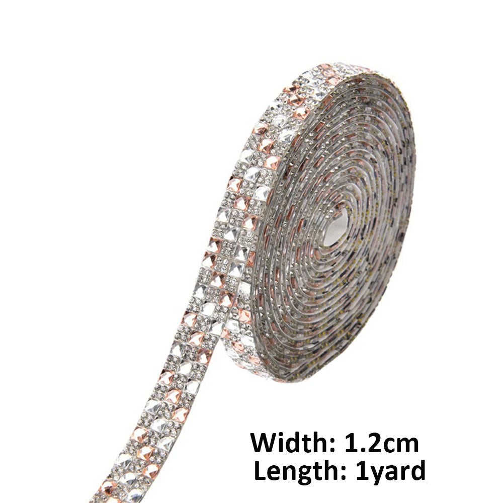 Self-Adhesive Rhinestone Ribbon Glitter Trim 1 Yard DIY Rhinestone Craft Trim SWANS Champagne-1 yard 1 yard