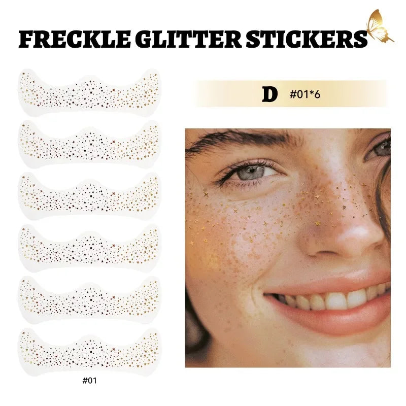 6-Pack Fake Freckle Tattoo Stickers – Waterproof Face Makeup Temporary Tattoo Sticker SWANS