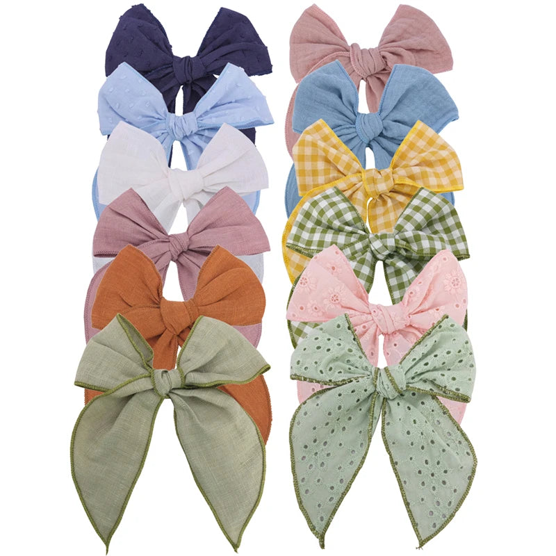 Handmade Linen Bow Hair Clips – Baby Girls & Women Bow Hair Clip SWANS