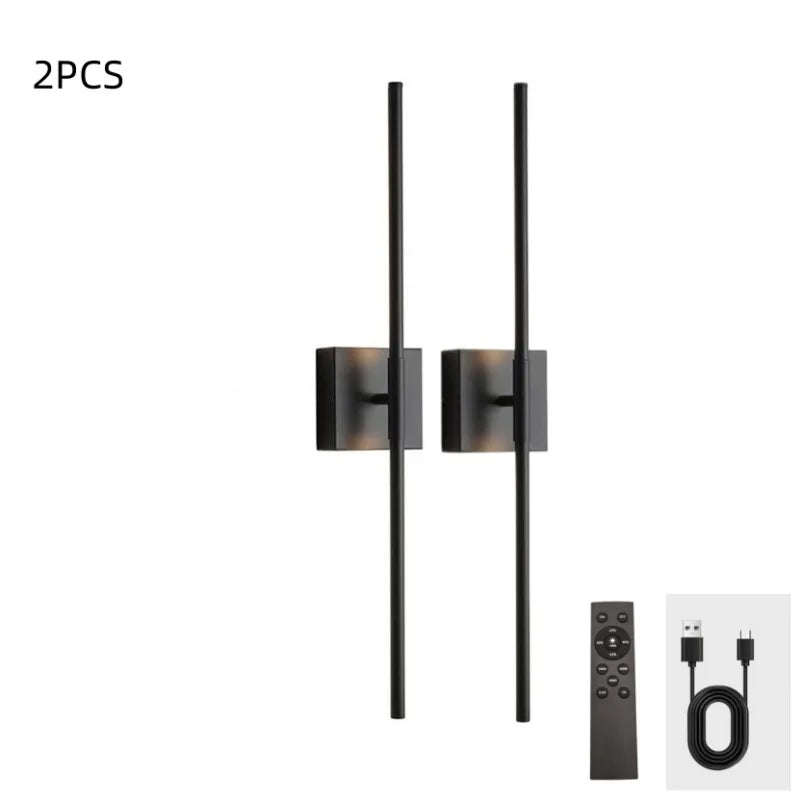 360° Rotatable Rechargeable LED Wall Sconce | Dimmable LED Wall Sconce SWANS 2pcs Square black