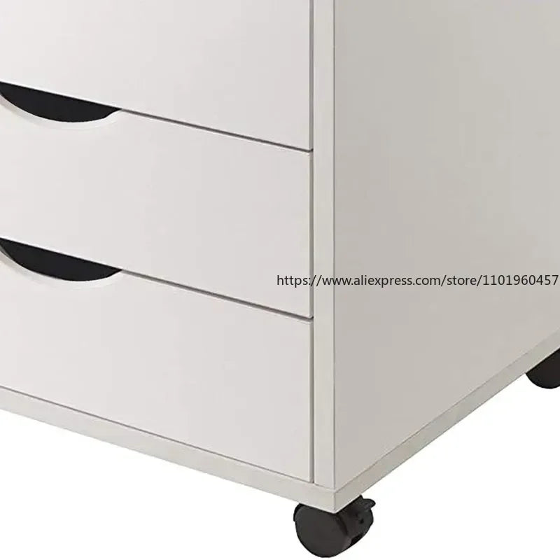 White File Cabinet with Swivel Wheels – Home Office Storage Filing Cabinet SWANS
