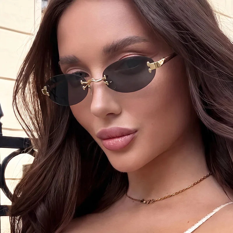 TOYEARN Y2K Oval Sunglasses – Unisex Metal UV400 Steampunk Oval Sunglasses SWANS