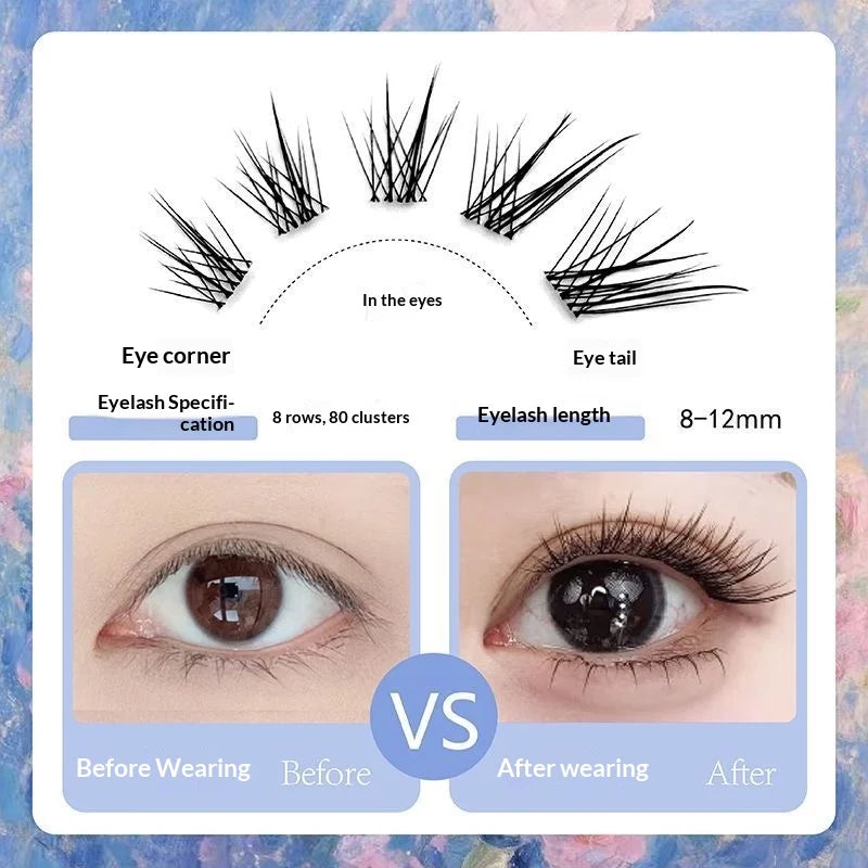 Self-Adhesive Wispy False Eyelashes – No Glue Individual Lashes False Eyelashes SWANS