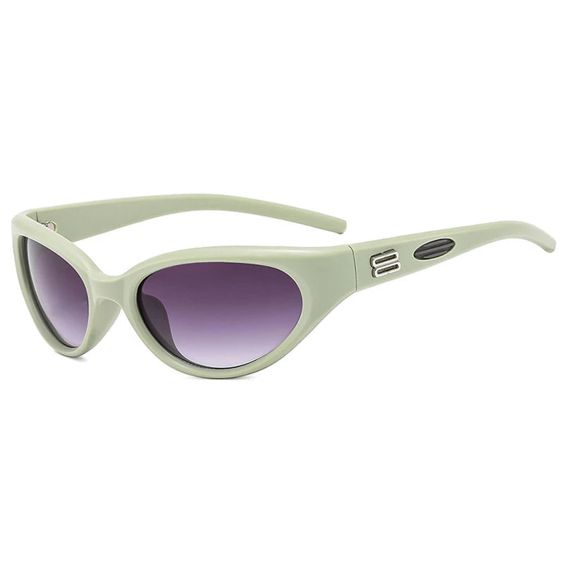 Y2K Cat Eye Sunglasses UV400 Rainbow Gradient Shades Cat Eye Sunglasses SWANS Green Gray
