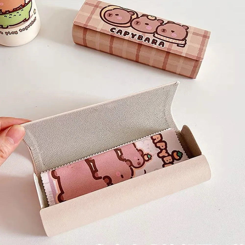 Capybara Eyeglasses Case – PU Leather Hard Shell Glasses Box Eyeglasses Case SWANS