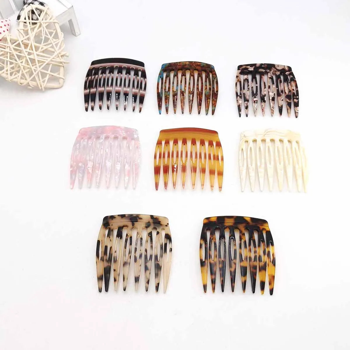 French Side Hair Comb – 8-Tooth Acetate Decorative Bun Slide Decorative Hair Comb SWANS