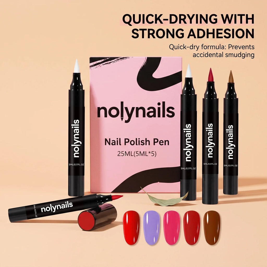 OceAura 5-Color Gel Nail Polish Pen Set – Quick Dry No UV Gel Nail Polish Set SWANS