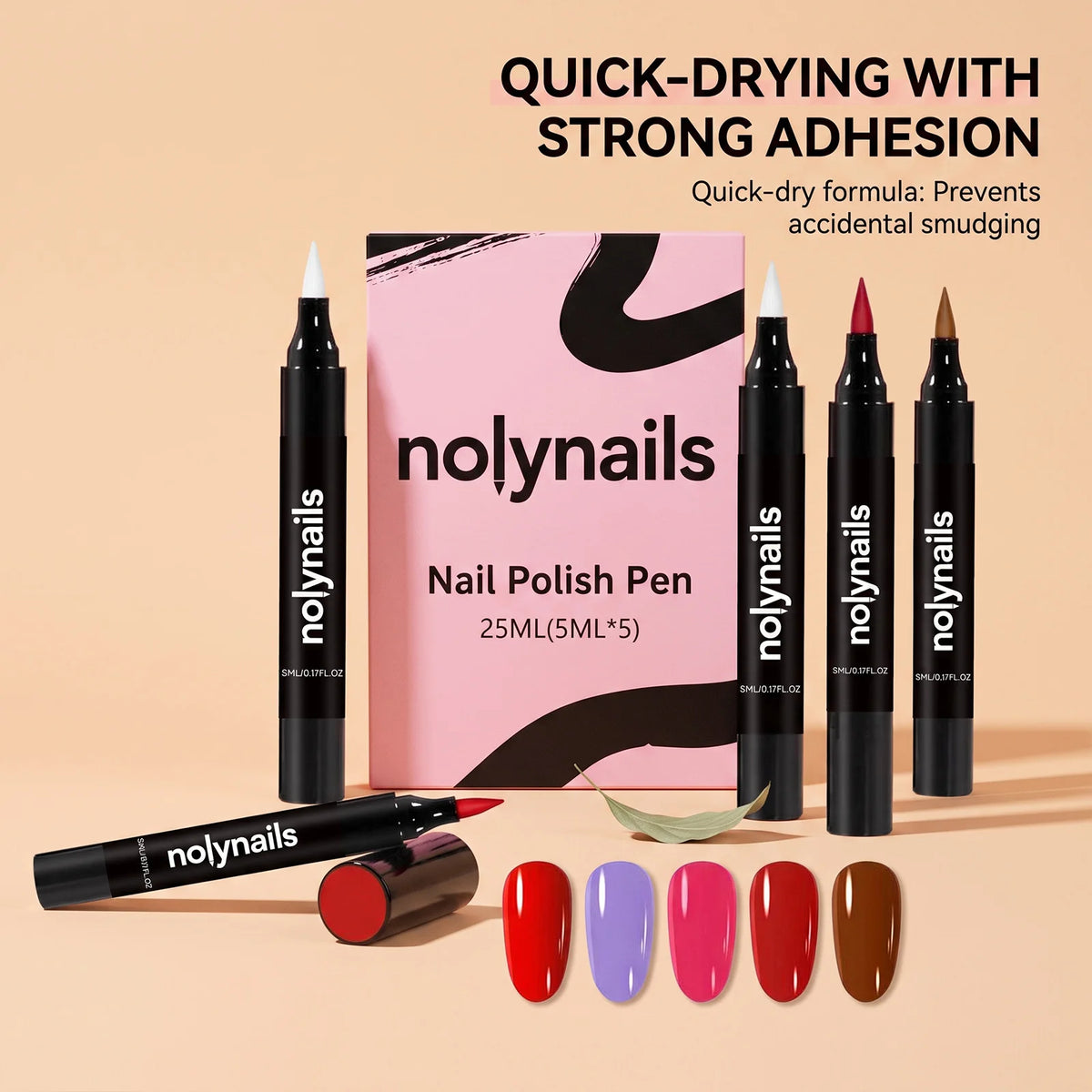 OceAura 5-Color Gel Nail Polish Pen Set – Quick Dry No UV Gel Nail Polish Set SWANS