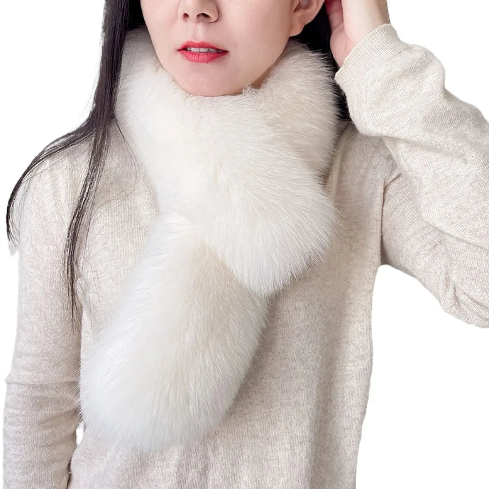 Luxury Faux Fur Winter Neck Scarf – Plush Warm Wrap for Women Faux Fur Scarf SWANS Beige