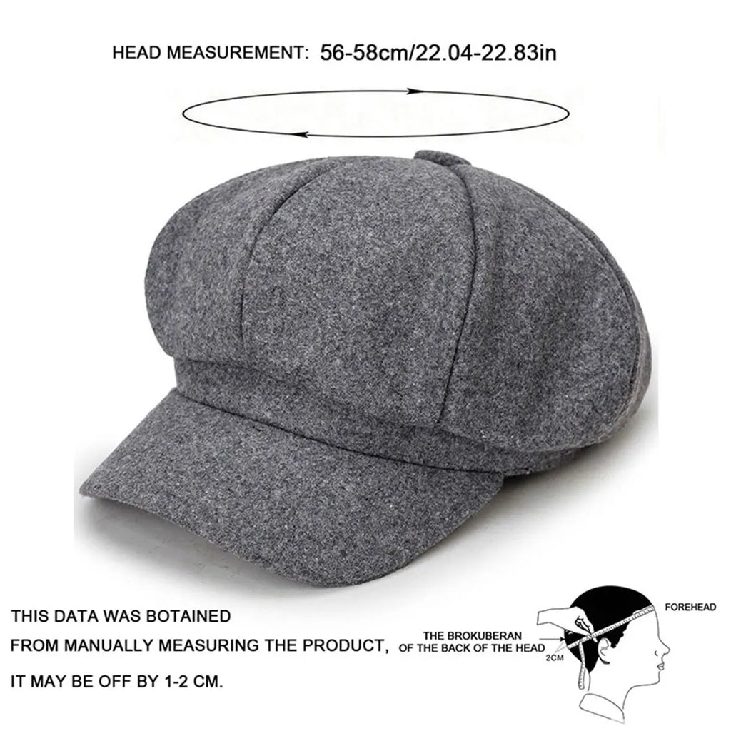 Unisex Solid Color Wool Beret – Windproof Autumn Winter Hat Beret Hat SWANS