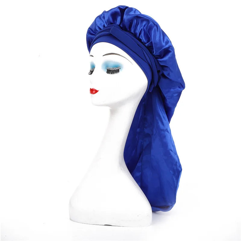 Extra Long Satin Bonnet – Anti-Frizz Sleep Cap for All Hair Types Satin Sleep Bonnet SWANS 1pcs Royal Blue