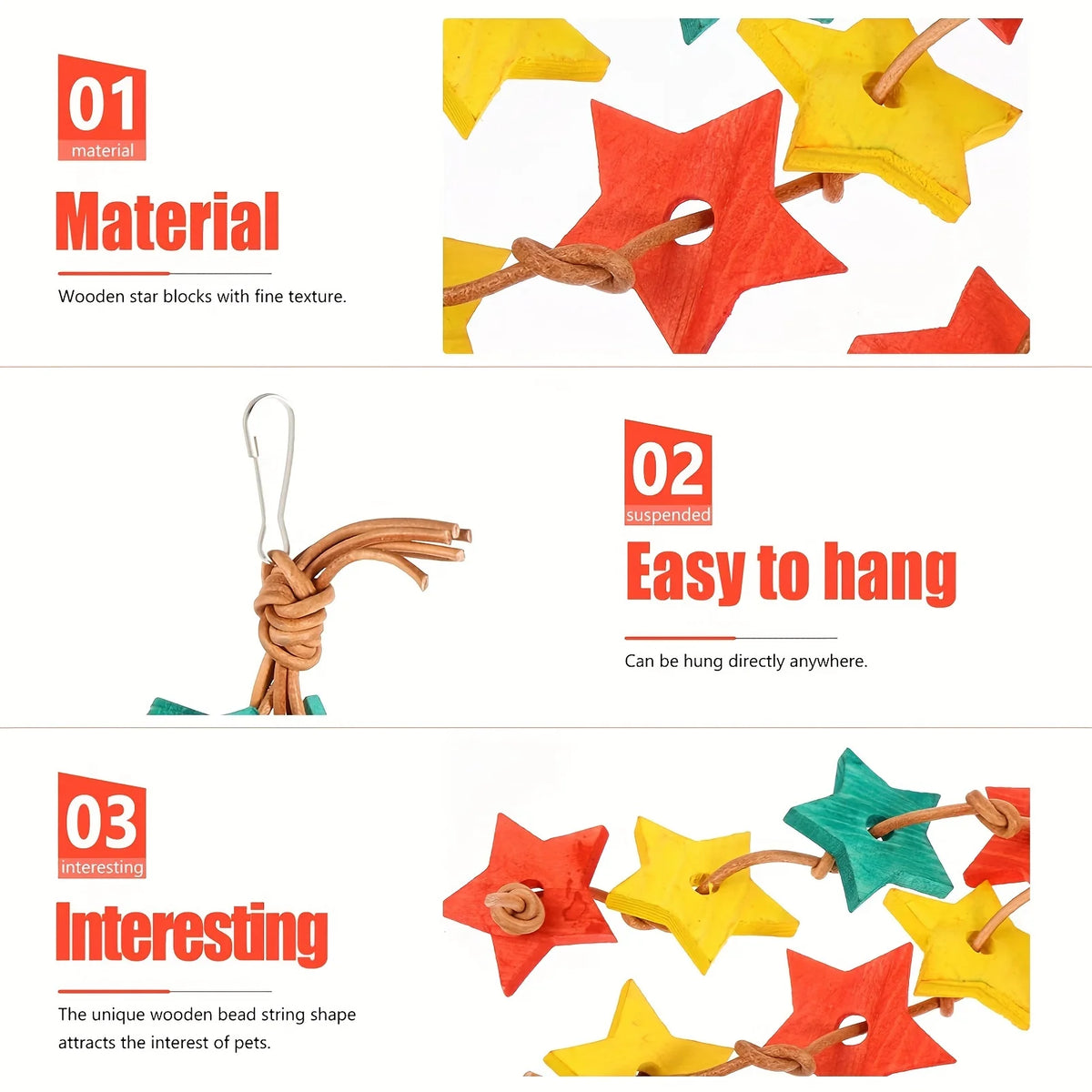 Star-Shaped Parrot Chew Toy Set – Natural Bird Cage Accessories Bird Chew Toy SWANS