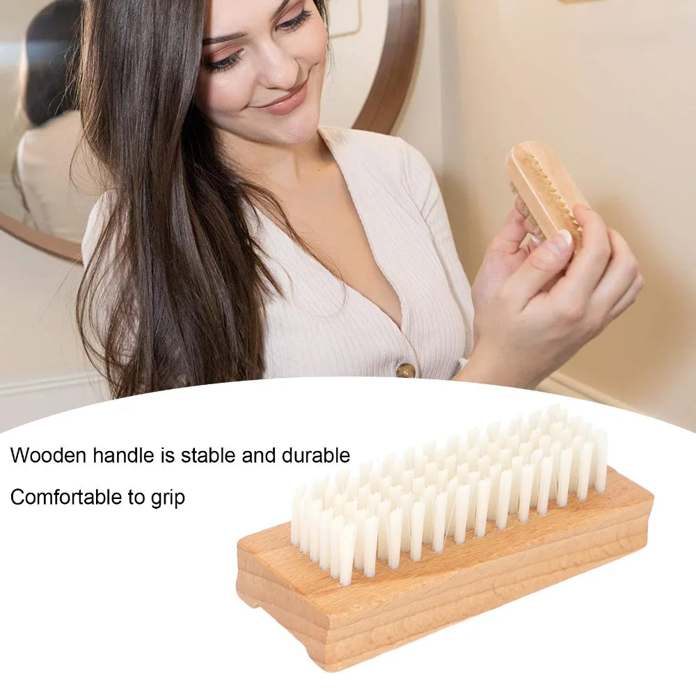 SWANS Wooden Double-Sided Nail Brush – Beech & Nylon Nail Cleaning Brush SWANS