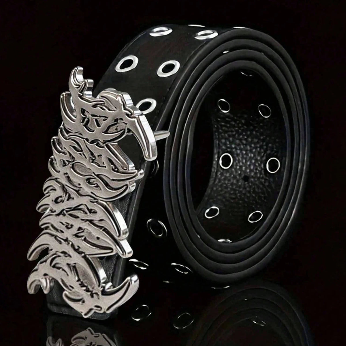 Y2K Hollow Punk Belt – Unisex PU Fashion Belt | Black Fashion Belt SWANS black 120cm