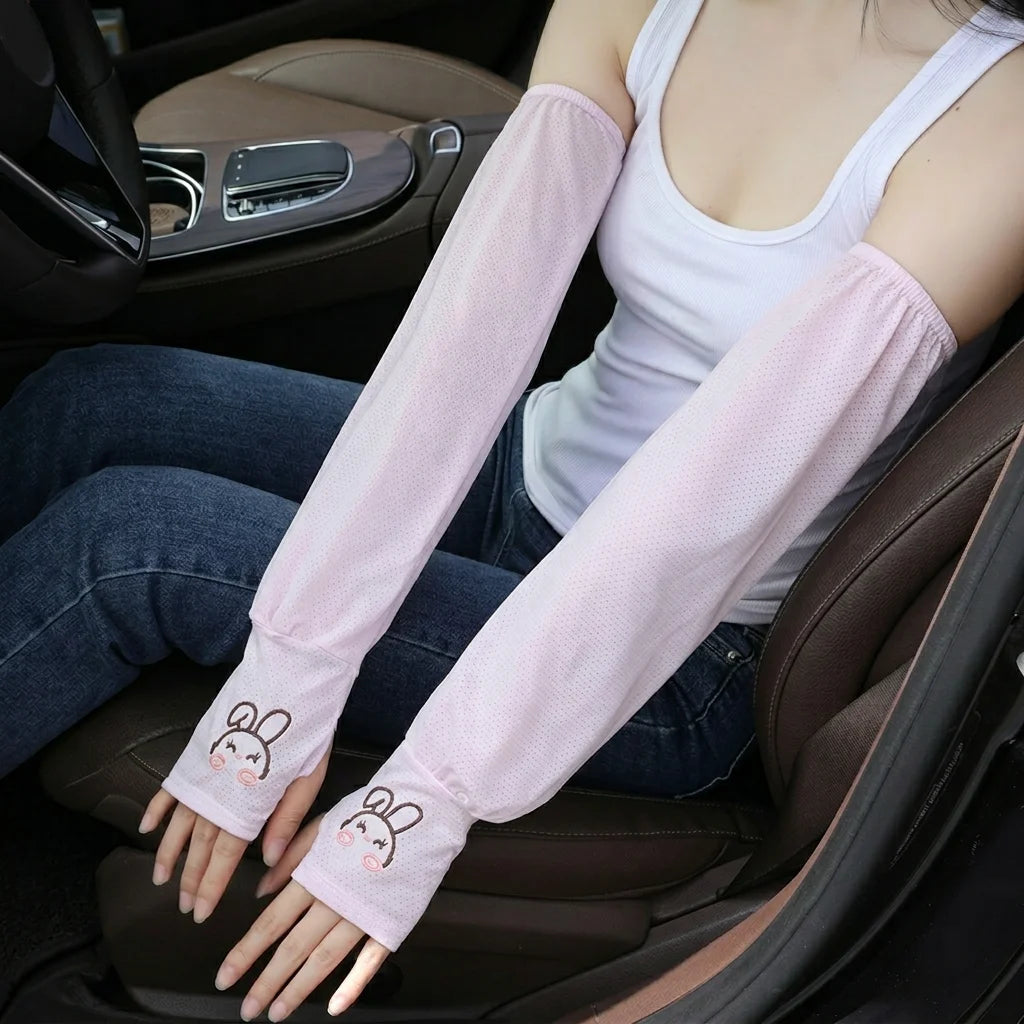 Ice Silk UV Arm Sleeves – Cute Bunny Cooling Sun Sleeves UV Arm Sleeves SWANS