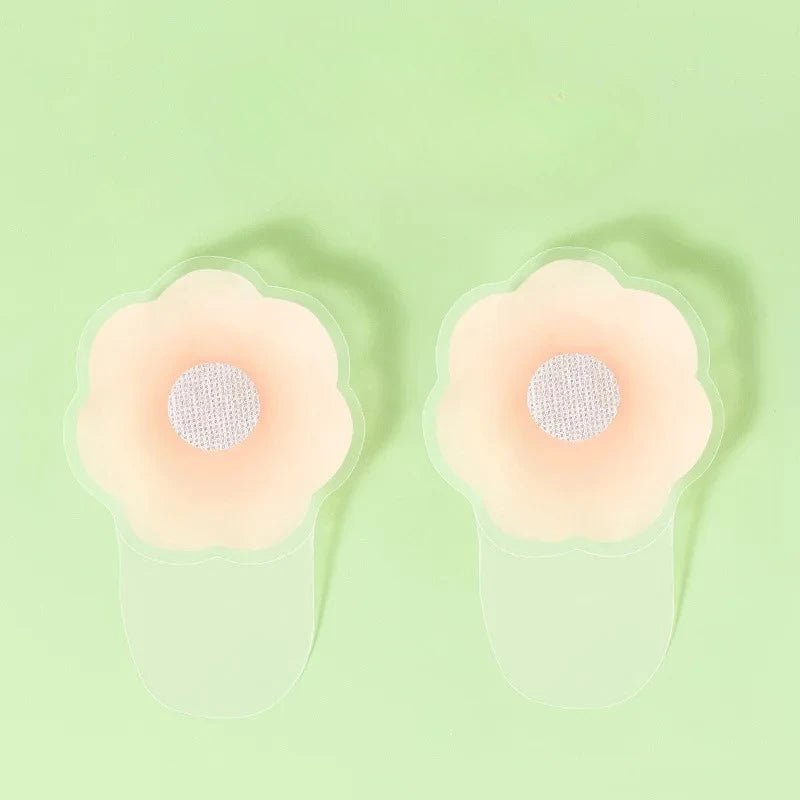Silicone Invisible Bra Nipple Covers – Reusable Breast Pasties Adhesive Nipple Covers SWANS flower-6.5 CM