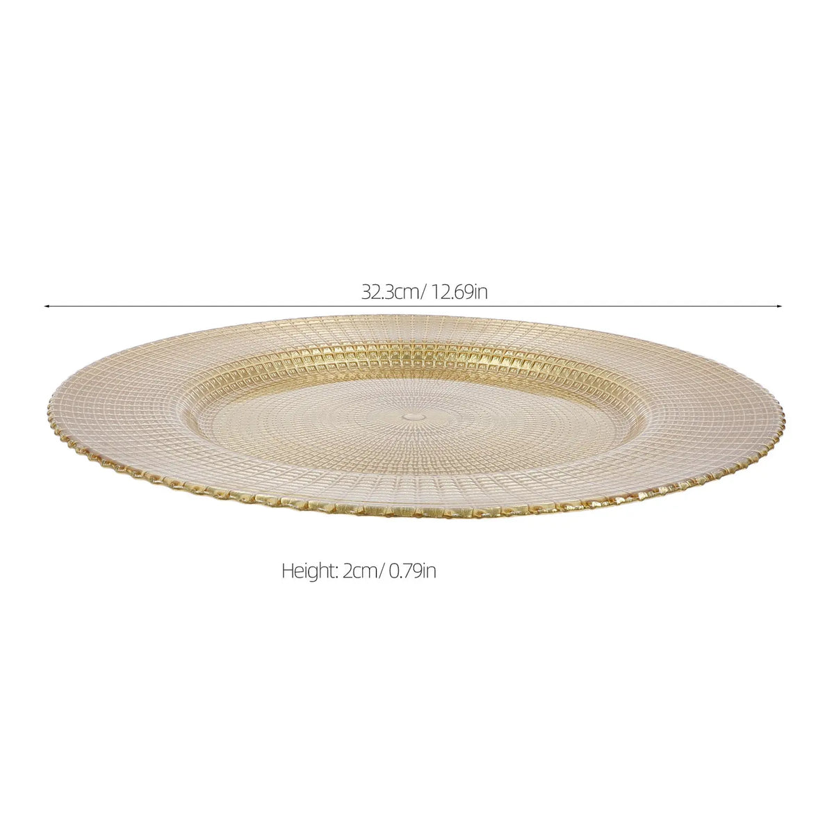Glass Charger Plates 12.7" Gold Rim – Wedding & Banquet Decor Glass Charger Plates SWANS
