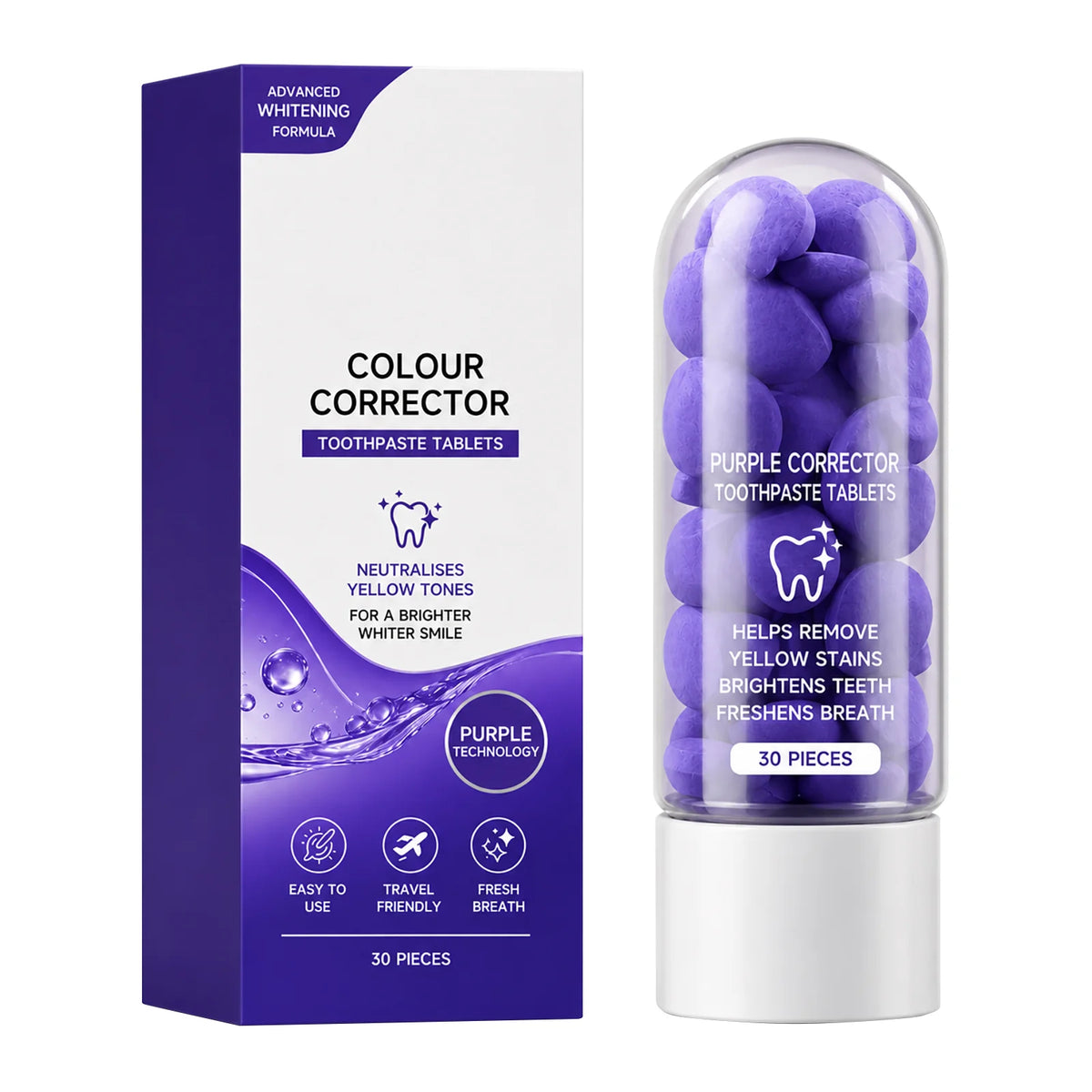SWANS Purple Color Correcting Whitening Toothpaste 30ml Whitening Toothpaste SWANS 30pcs Boxed