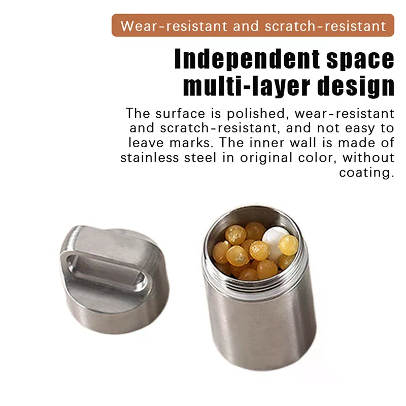 Waterproof Stainless Steel Capsule Pill Case – Mini EDC Holder Capsule Pill Case SWANS