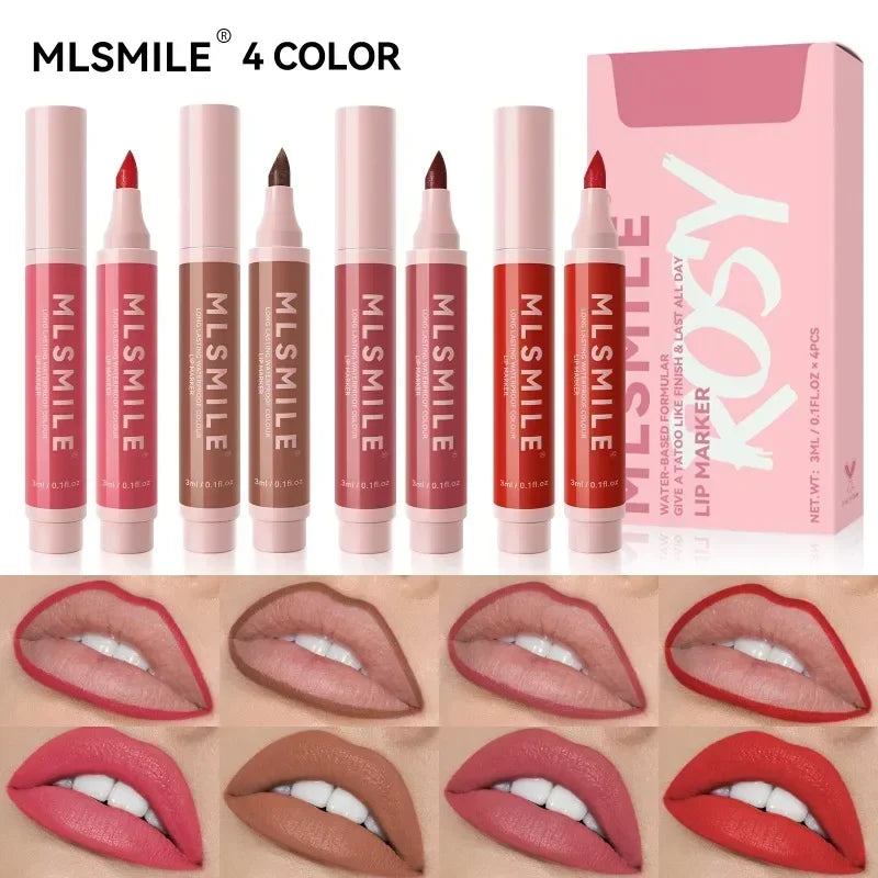 Waterproof Matte Lip Liner Marker Pen Lipstick Set – 4pcs Lip Liner Set SWANS