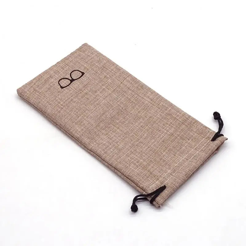 Soft Linen Glasses Case – Dustproof Drawstring Pouch for Travel Eyewear Pouch Case SWANS Brown
