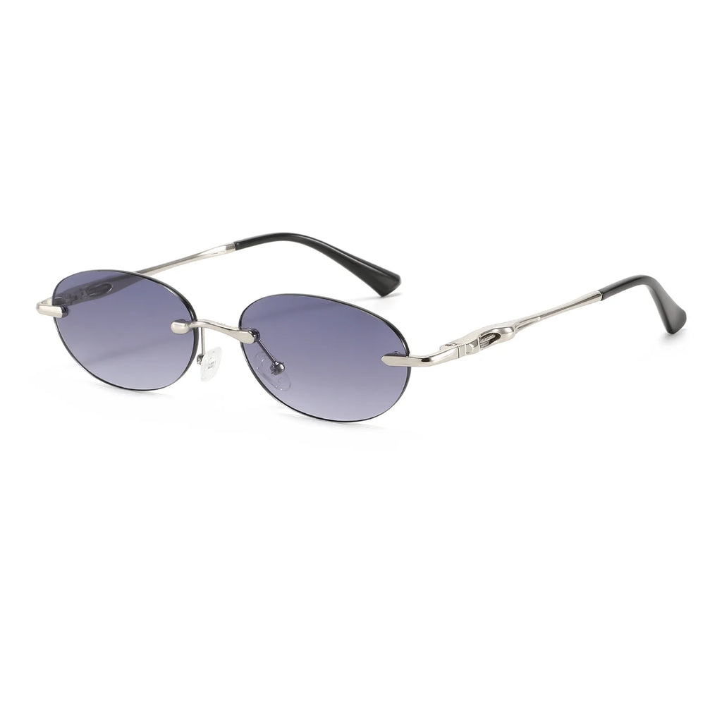 TOYEARN Y2K Oval Rimless Sunglasses – Unisex Punk Vintage Fashion Sunglasses SWANS Gray As the picture