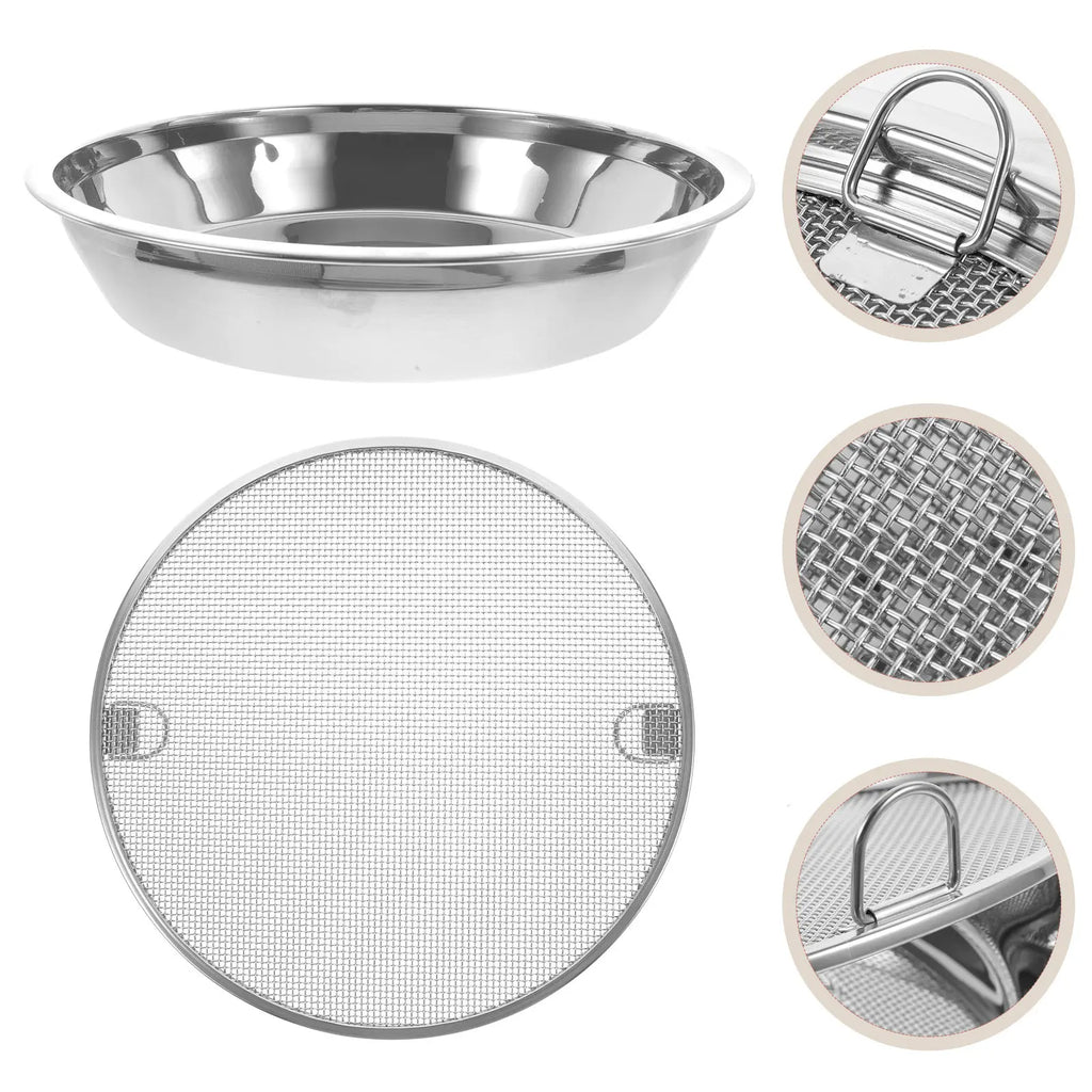 Stainless Steel Food Serving Tray with Oil Drain Filter Net Food Serving Tray SWANS Default Title