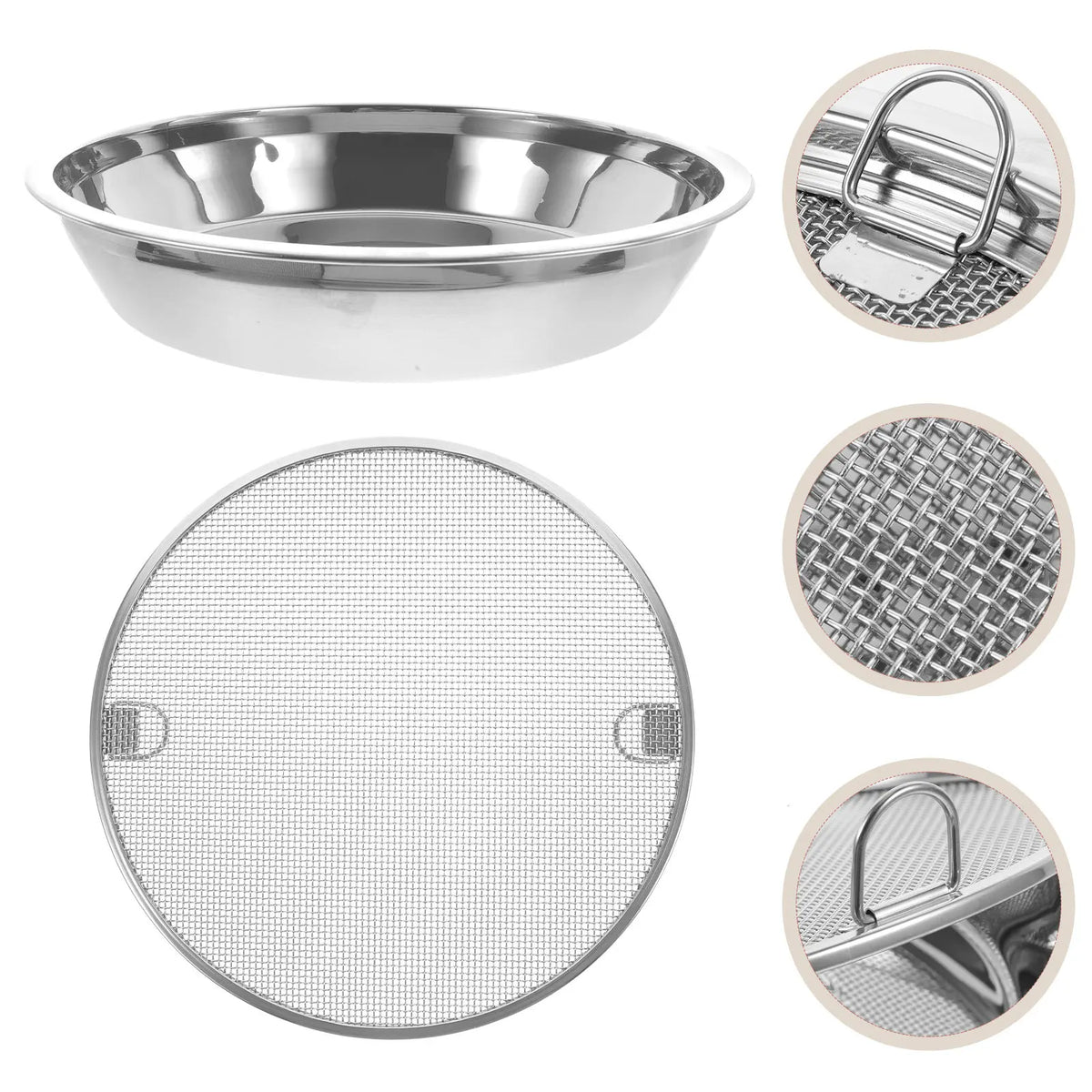 Stainless Steel Food Serving Tray with Oil Drain Filter Net Food Serving Tray SWANS Default Title