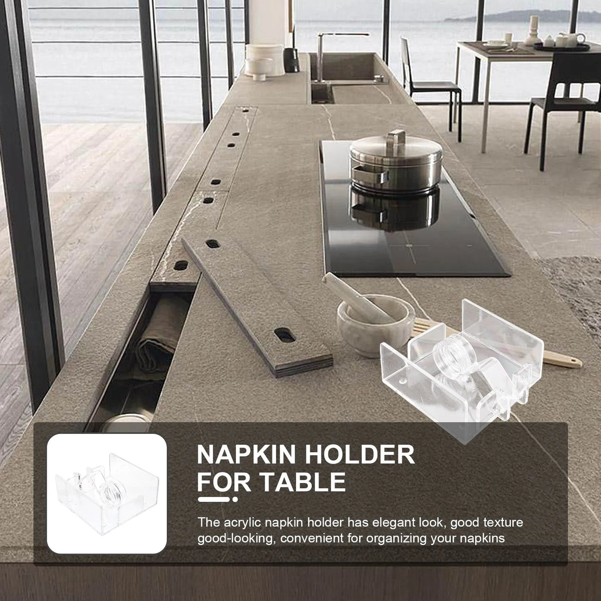 Clear Acrylic Napkin Holder – Large Capacity Gravity Dispenser Napkin Dispenser SWANS Default Title