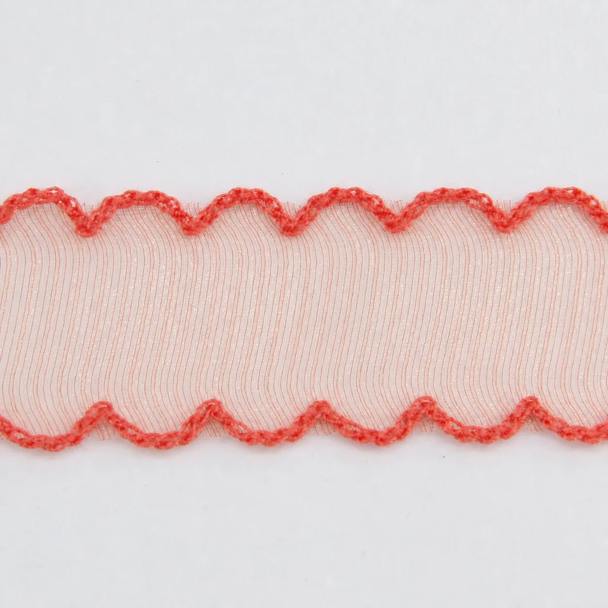 Shimmering Scalloped Edge Organza Ribbon – Boho Craft & Décor Decorative Craft Ribbon SWANS Orange Red 40mm