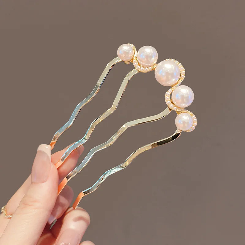 U-Shaped Floral Hair Comb Pin – Ancient Style Headpiece Hair Comb Pin SWANS Style J