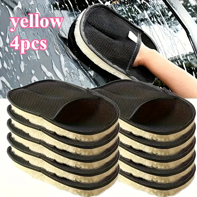 SWANS Microfiber Car Cleaning Gloves & Detailing Brush Set Car Cleaning Set SWANS yellow 4pcs
