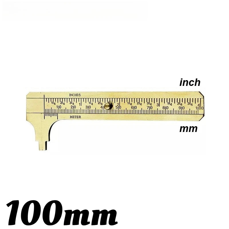 Brass Vernier Caliper Pocket Slide Ruler MM/Inch DIY Jewelry Vernier Caliper SWANS Vernier Caliper 100