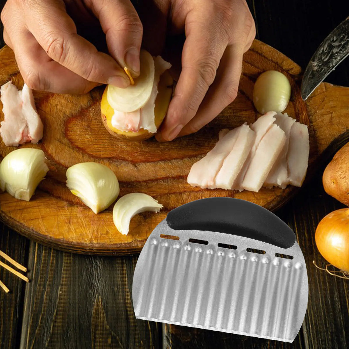 SWANS Wave Potato Slicer – Crinkle Chopper for Fries & Chips Vegetable Slicer SWANS