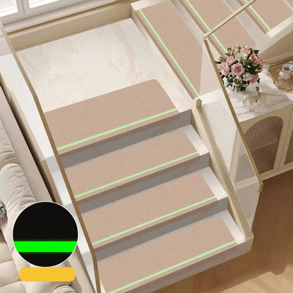 Self-Adhesive Luminous Stair Mat – No-Glue Non-Slip Step Cover Stair Step Mat SWANS beige-70cm