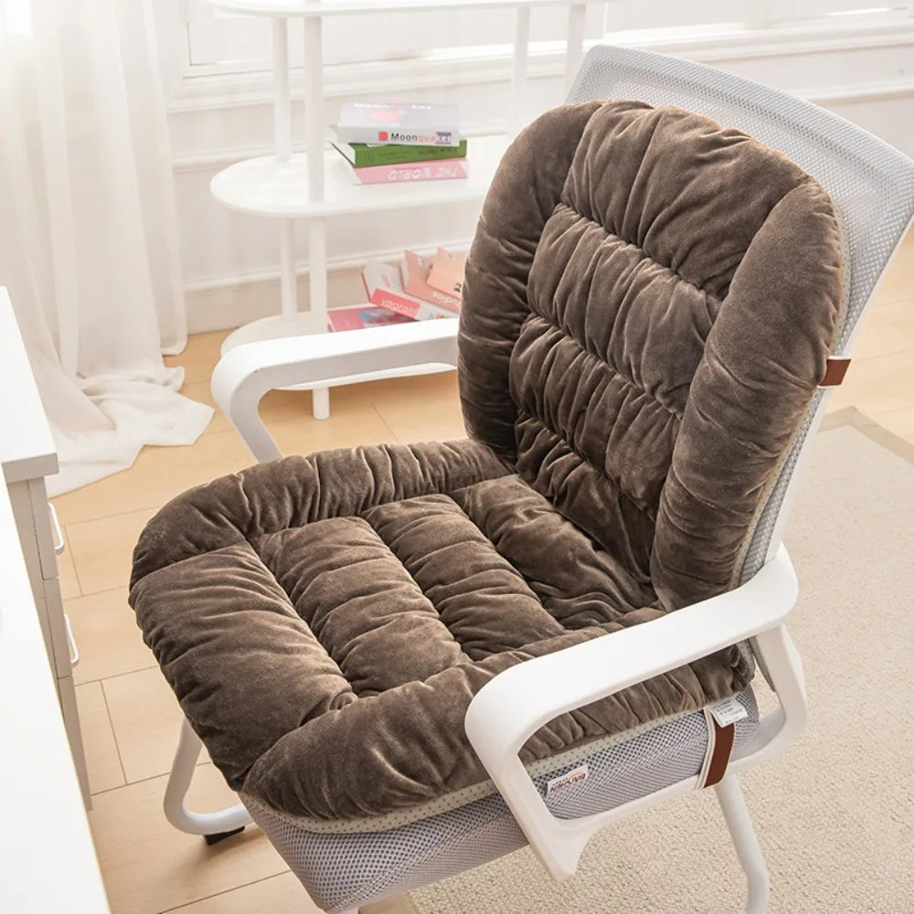 Velvet Thickened Office Chair Cushion – Warm Tufted Seat Pad Chair Seat Cushion SWANS Brown