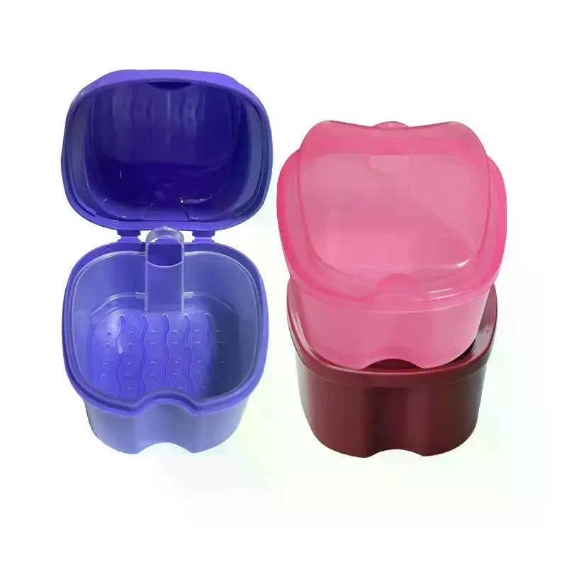 Denture Bath Box – Dental Storage & Cleaning Case with Drain Tray Denture Storage Case SWANS