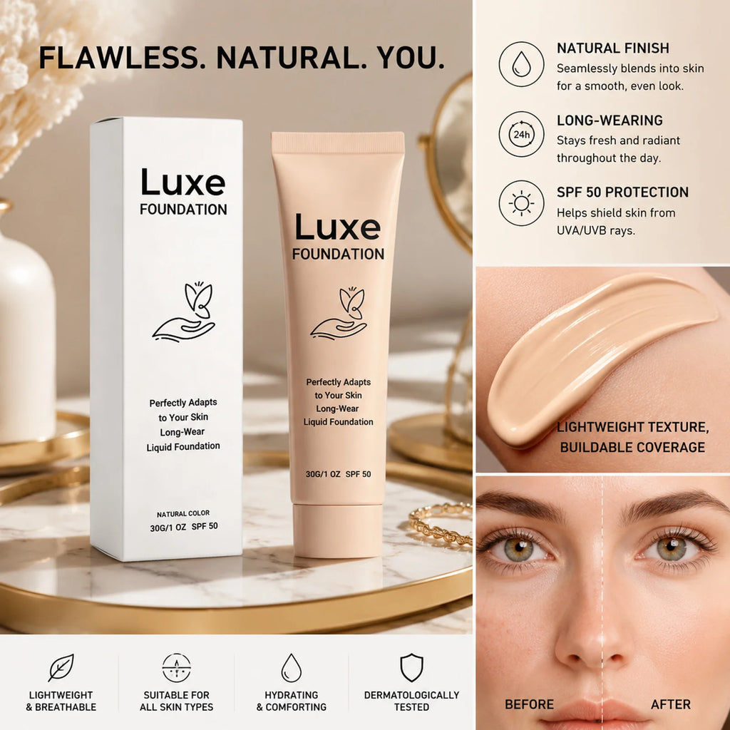 Luxe Color-Adaptive SPF50 Liquid Foundation – Natural & Dark Liquid Foundation SWANS