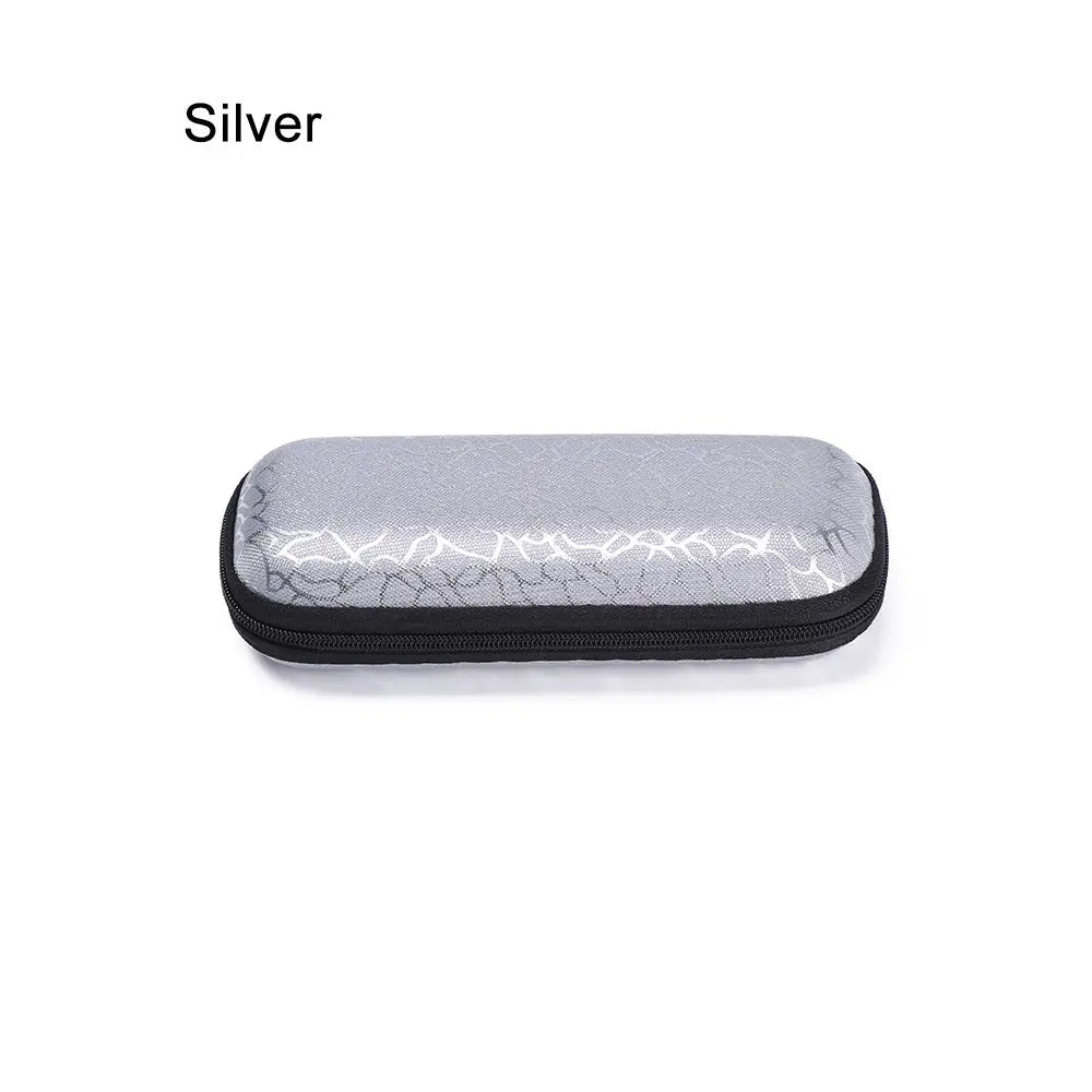 Zipper Stripe EVA Glasses Case – Unisex Eyewear Protector Eyewear Case SWANS silver