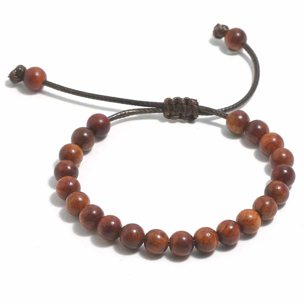 Vintage 8MM Wooden Bead Bracelet – Unisex Meditation Charm Wooden Bead Bracelet SWANS