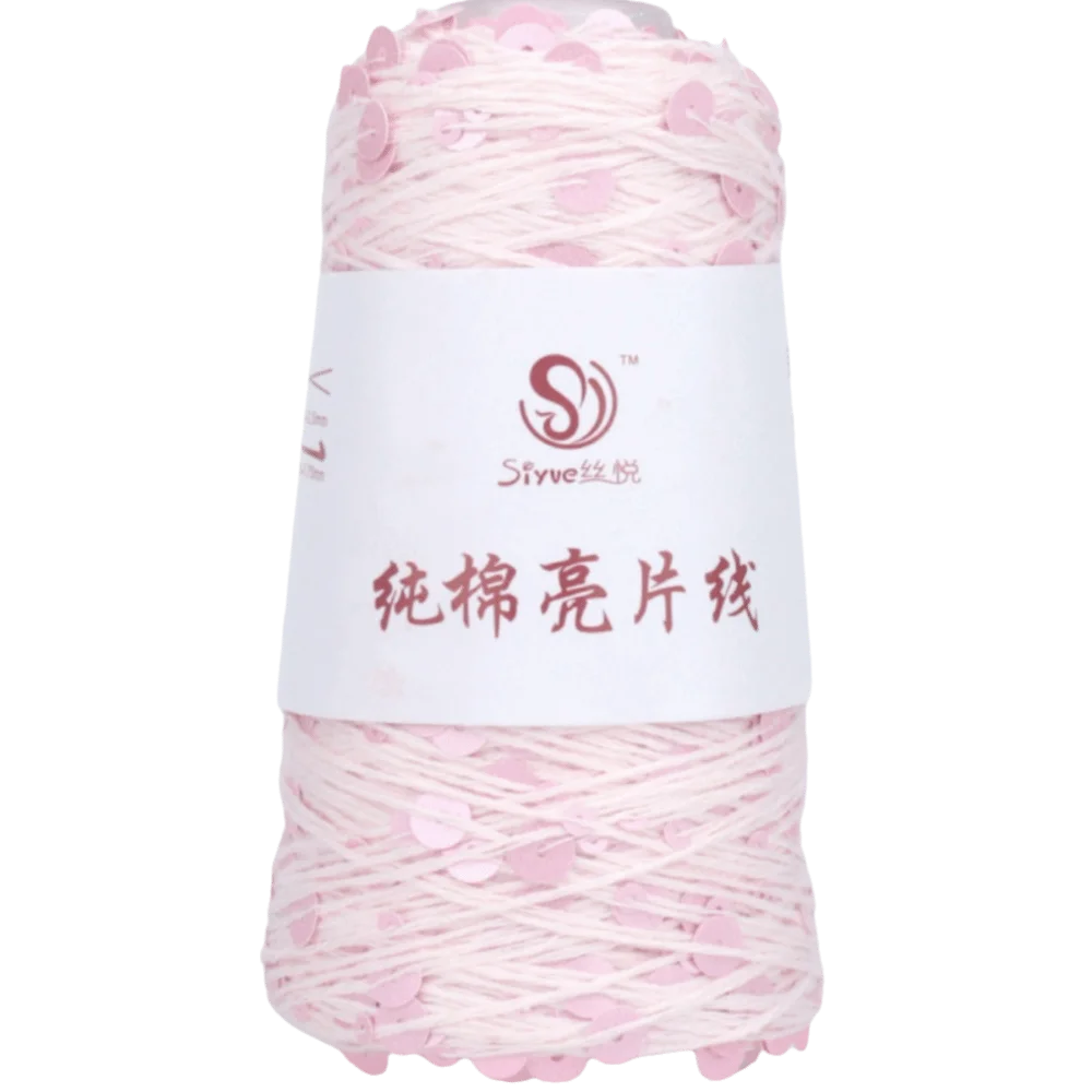 Shiny Sequin Hand Knitting Yarn – Glitter Craft Thread Roll Knitting Yarn SWANS Matte Powder