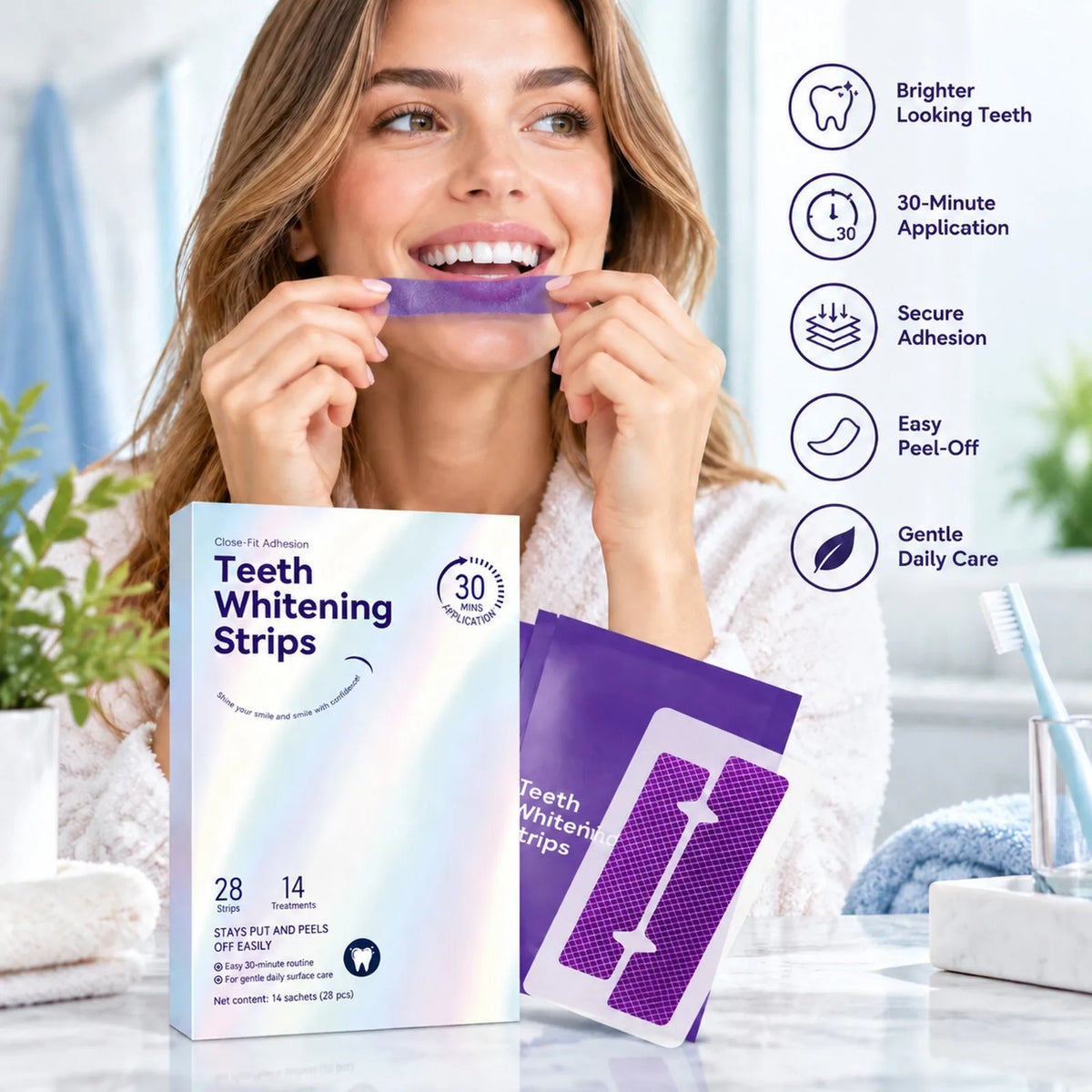 PAP+ Teeth Whitening Strips 28 Pcs | Sensitive Gums Safe Teeth Whitening Strips SWANS