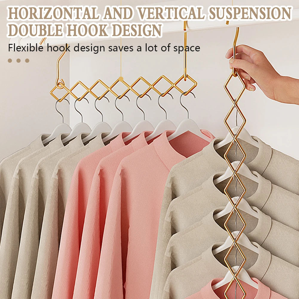 Stainless Steel 7-Hook Folding Space-Saving Clothes Hanger 2-Pack Folding Clothes Hanger SWANS
