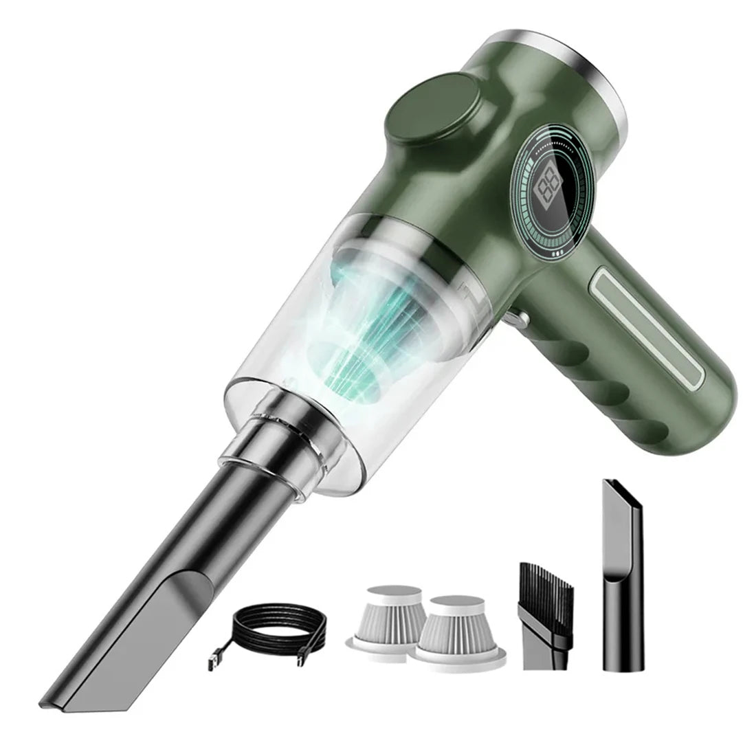 SWANS 29000Pa Wireless Handheld Car Vacuum 120W LCD Display Handheld Vacuum Cleaner SWANS green