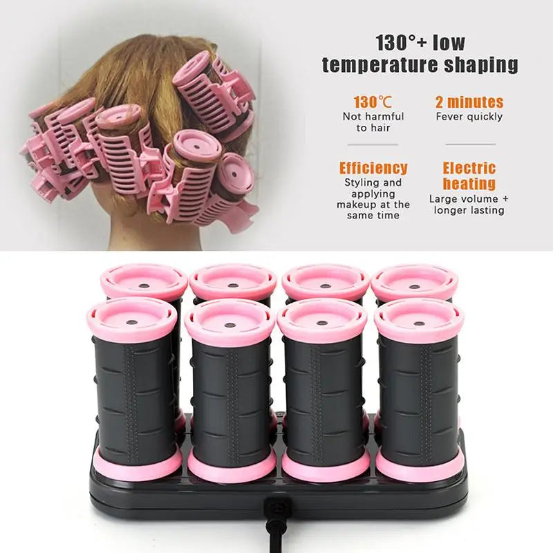 8-Piece Electric Heated Hair Roller Kit with Storage Bag Heated Hair Rollers SWANS
