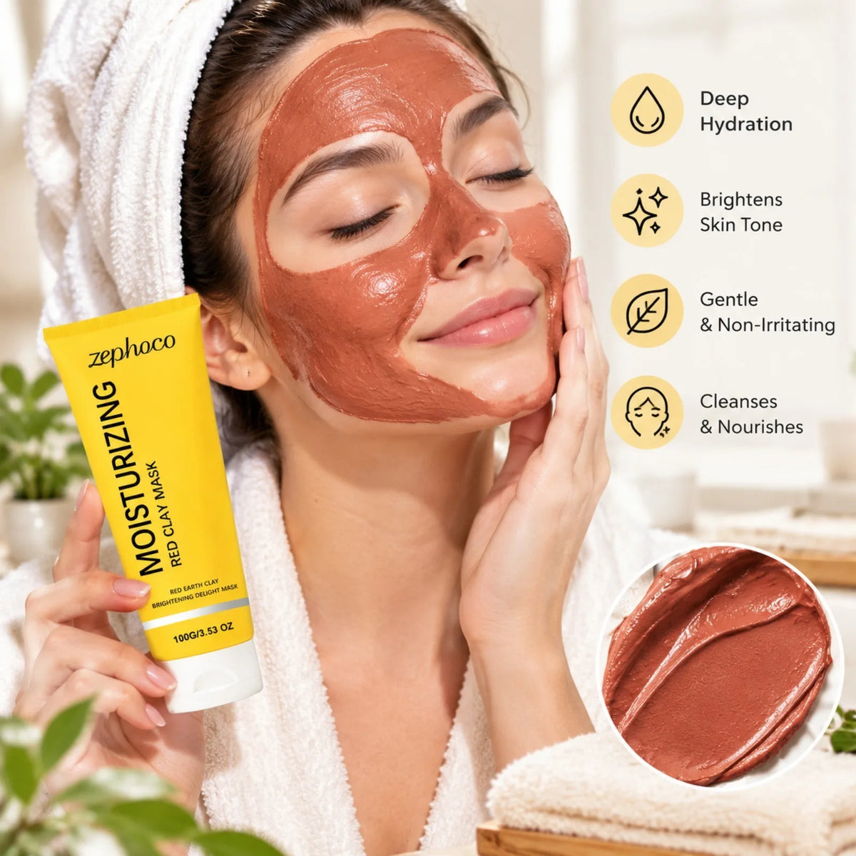 VIARELINE Red Clay Face Mask – Brightening & Oil Control Clay Face Mask SWANS