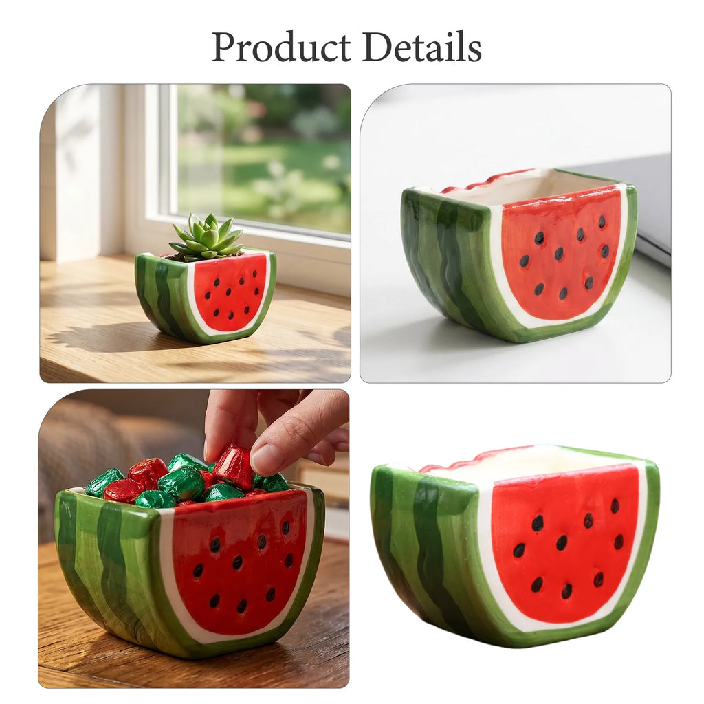 Ceramic Watermelon Planter – Small Succulent & Cactus Pot Ceramic Succulent Planter SWANS
