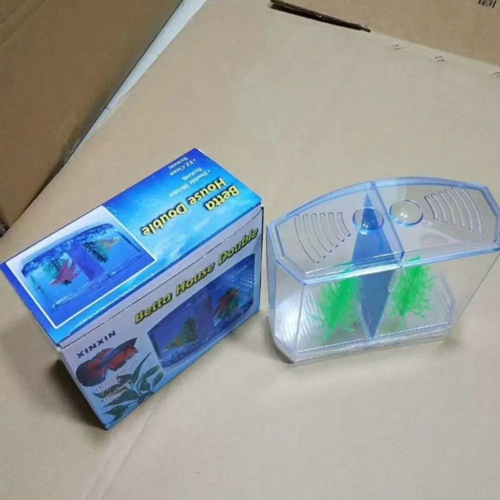 Transparent Betta Fish Isolation Box – Single & Double Grid Fish Breeder Box SWANS L-19.5x13.5x8.5cm-