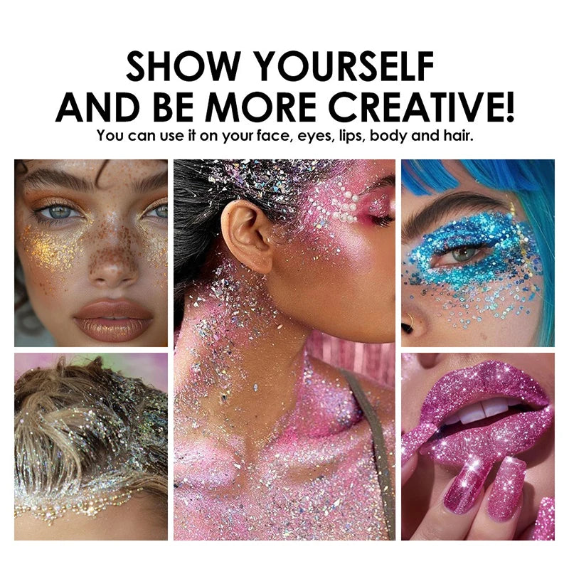 Sequins Glitter Gel Stick – Eye, Face & Body Sparkle Makeup Glitter Makeup Stick SWANS