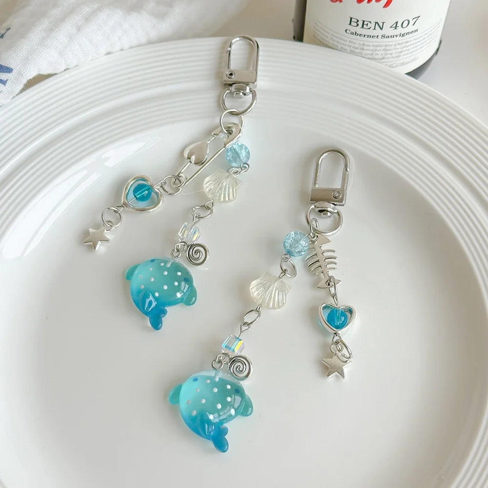 Y2K Shark Beaded Keychain – Ocean Phone Chain & Bag Charm Novelty Keychain SWANS